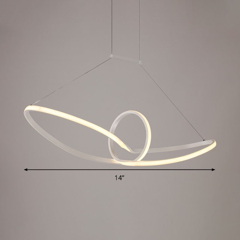 White Knot Ceiling Pendant Minimalist LED Slim Acrylic Chandelier Lamp in Warm/White/Natural Light