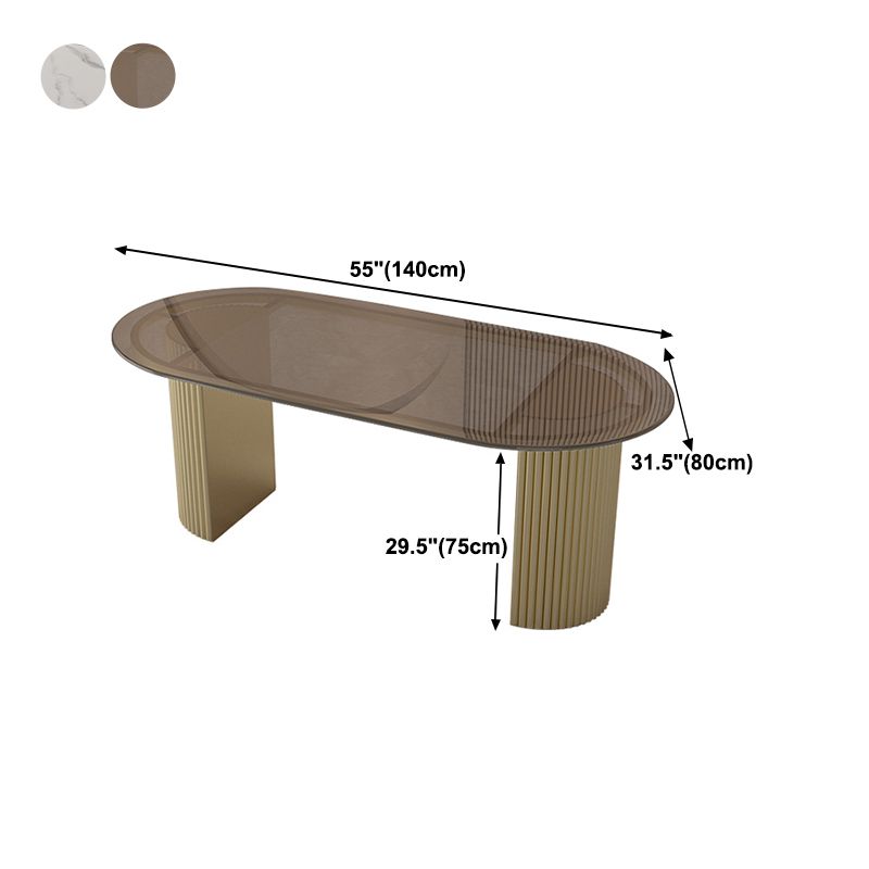 Modern Style Dining Table Oval Double Pedestal Table for Home Use