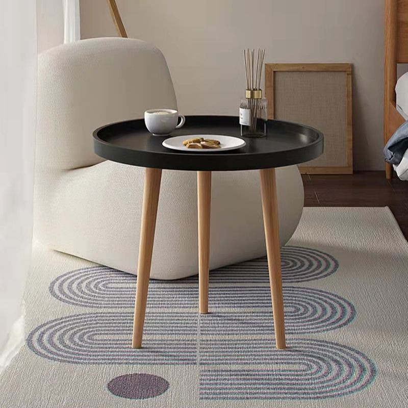 19.6"H Modern 3 Legs Wood Base Plastic Round Tray Top Coffee Table