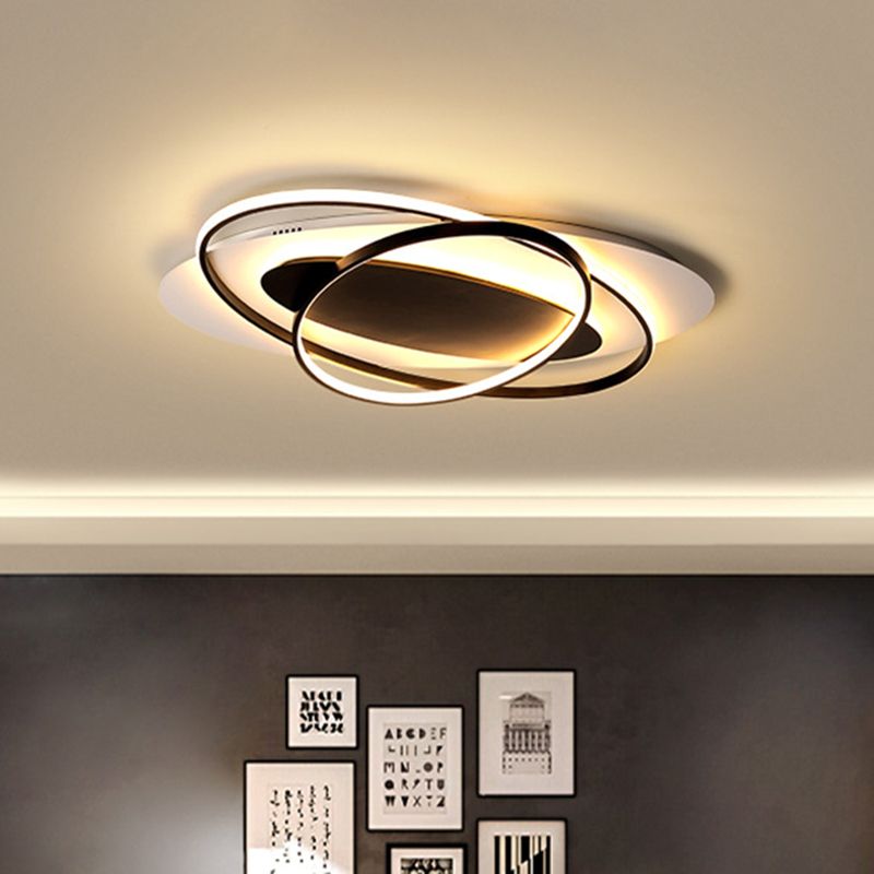 Oval Ring Acryl Flushmount Lighting Moderne Weiß und schwarz LED Ceiling Flush in Warm/White Light for Bedroom