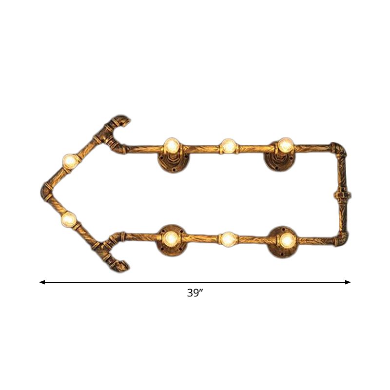 Road Arrow Wine Bar Wall Lamp Rustic Wrought Iron 8 Bulbs Brass Finish Wall Mount Light Fixture