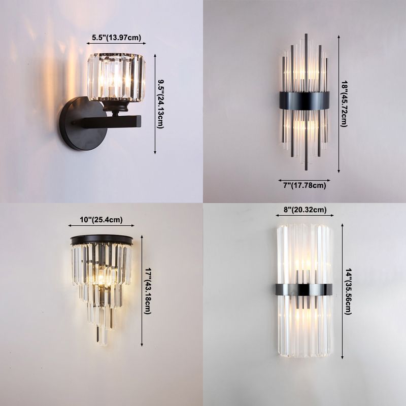 Crystal Wall Sconce 1 Light Modern Style Wall Mount Lamp with Metal for Bedroom