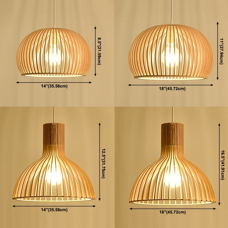 Luce a sospensione in legno in stile moderno 1 Apparecchio di lampada appesa alla luce per soggiorno