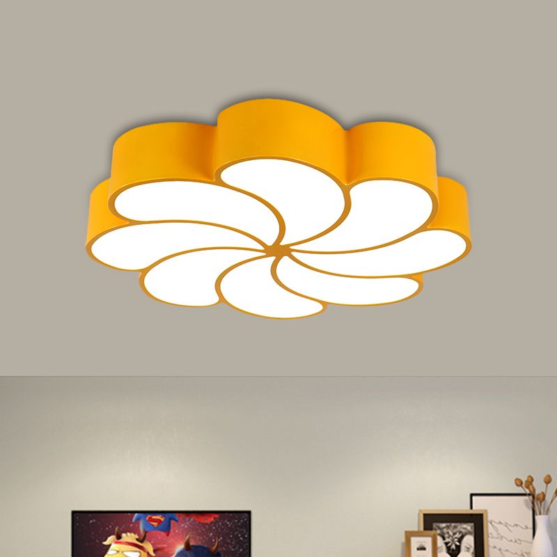 Acrylic Spiral Flower Flush Light Fixture Kids LED Flush Mount Lighting in Orange/Yellow