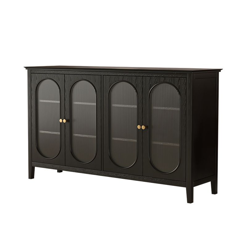 Contemporary Display Stand Pine Hutch Cabinet with Doors for Dining Room