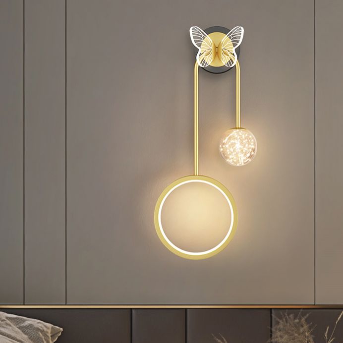 Modern Style Spherical Shape Wall Sconce Glass 3 Light Wall Lighting for Bedroom