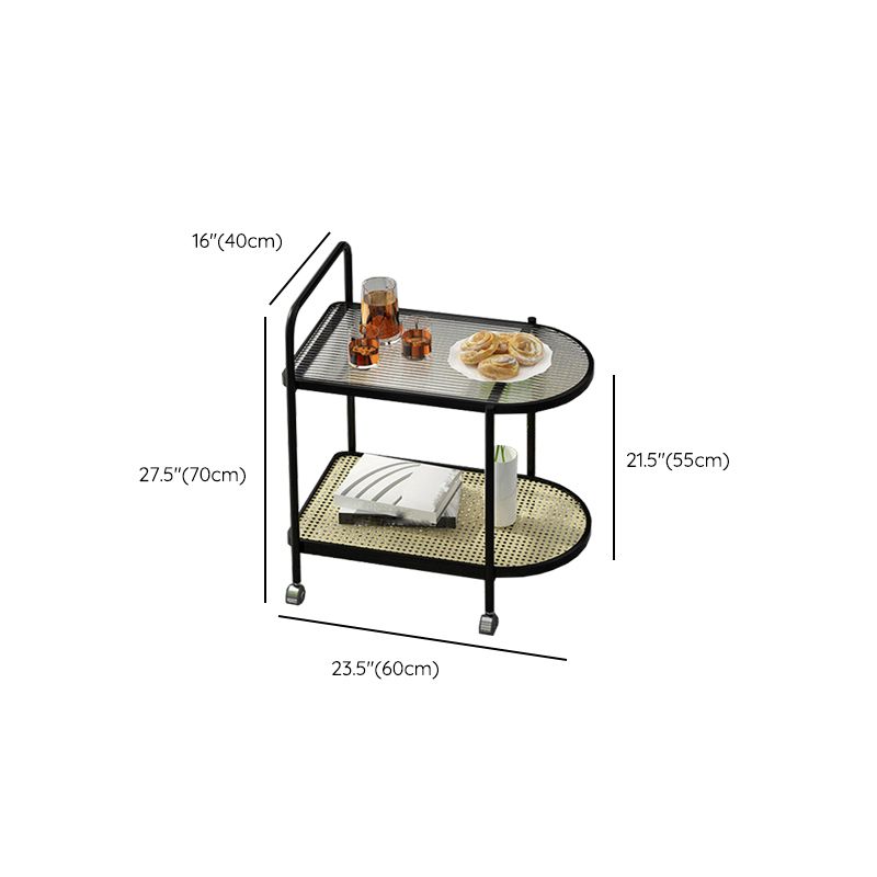 Modern Glass Top Side Table 27.55-inch 4 Legs End Table with Casters