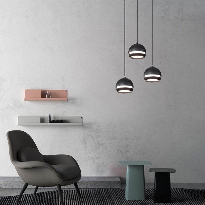 Nordic Mini LED Pendant Lamp Aluminum Bedside Hanging Light in Black