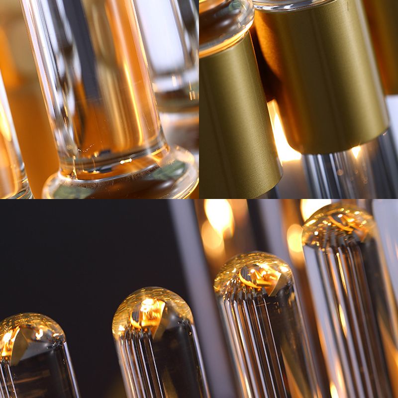 2 Lights Living Room Wall Sconce Lighting Contemporary Brass Wall Mount Light Fixture with Pipe Crystal Shade