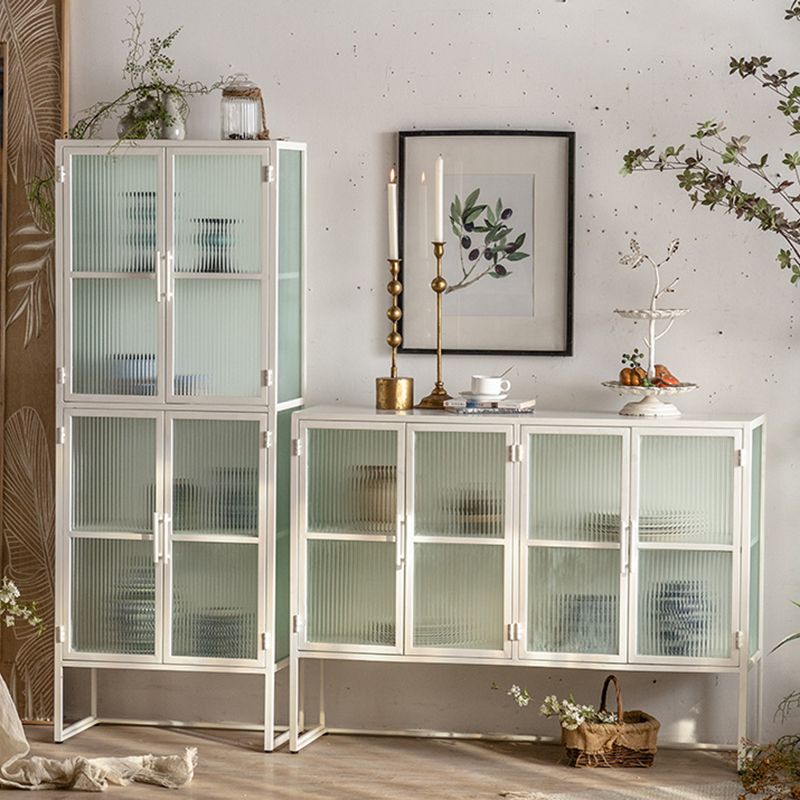 Modern Curio Cabinet Glass Doors Metal Buffet Cabinet for Dining Room
