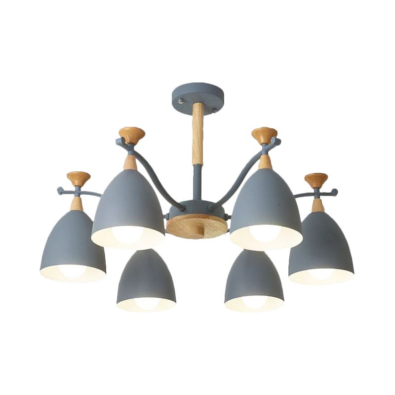 Candelera de cono contemporánea Metal de luz colgante 3/6/8 Luz de techo colgante en gris/blanco/verde para dormitorio