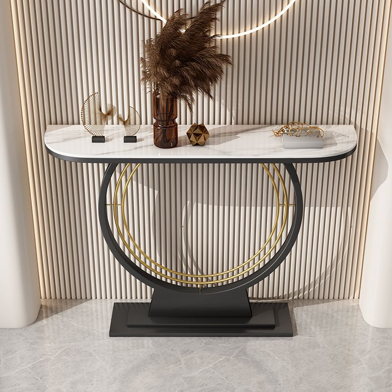 11.8" Wide Stone Console Table Scratch Resistan Console Table Ironcraft Frame Accent Table