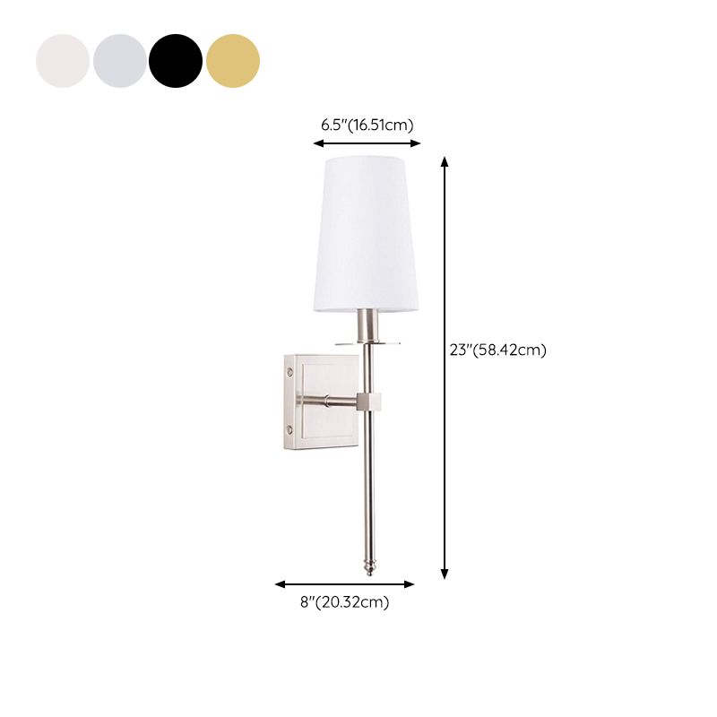 Iron and Fabric Wall Sconce Post Modern 1 - Light Wall Lighting Fixture with White Shade