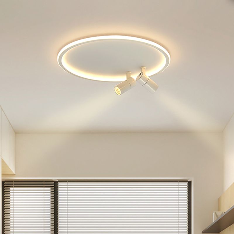 Circular LED Flush Mount Light Nordic Acrylic Study Room Ceiling Fixture with Spotlight