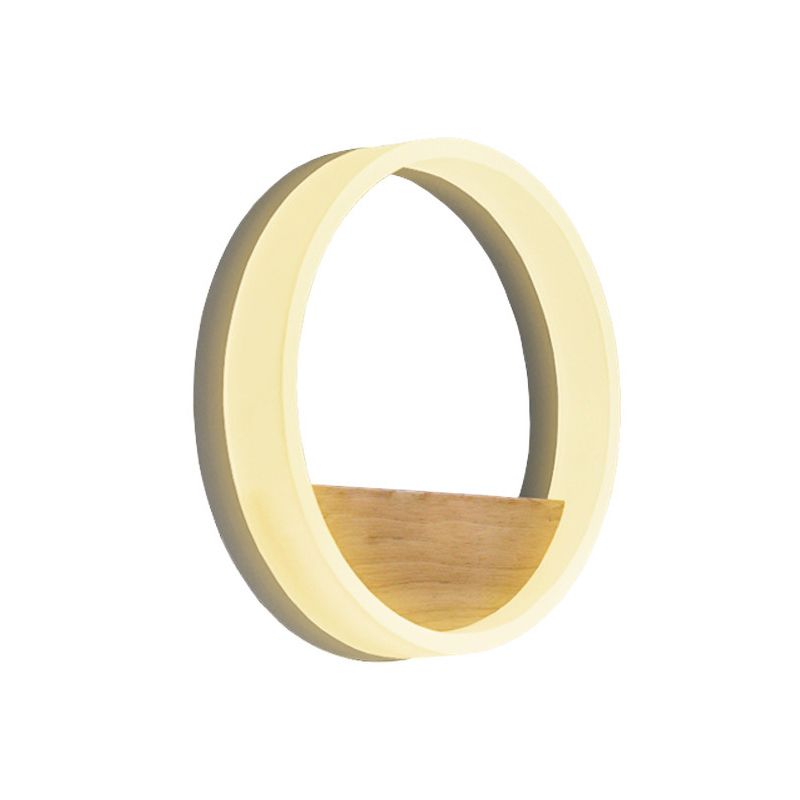 1 Light Round Wall Mounted Lamps Modern Style Wood Wall Sconce (Decoration Not Included)