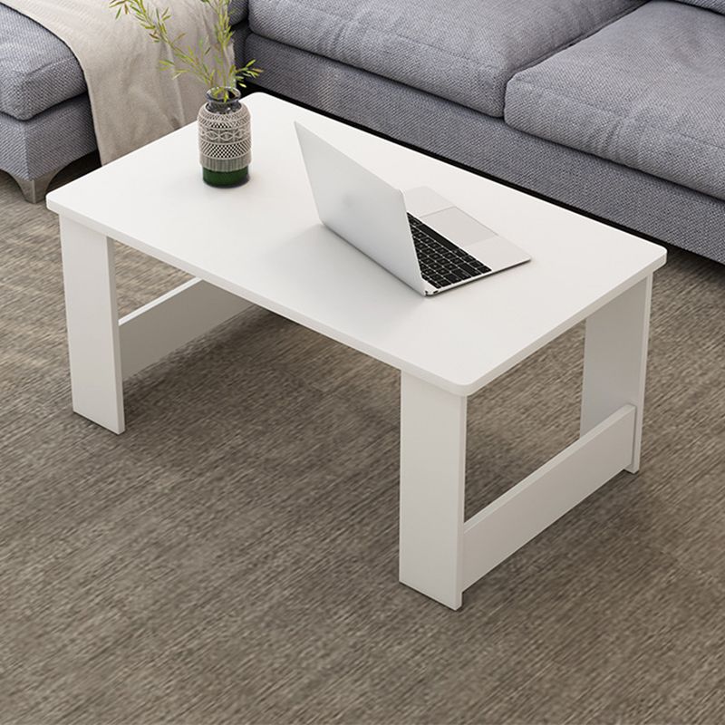 16.5"H Sled Base Square Wooden Top Coffee Table For Living Room