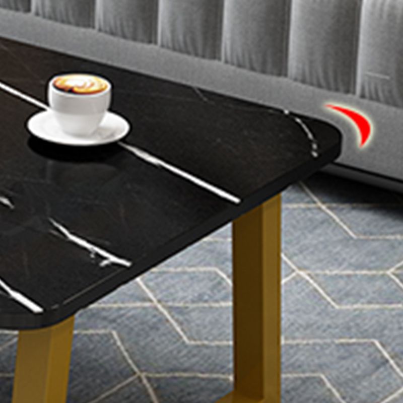 Modern Style Rectangular Wooden Table Metal Bottom Frame Sledge-shaped Base Coffee Table