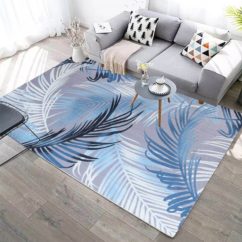 Multi-Color Simplicity Area Rug Stylish Feather Pattern Carpet Polyester Anti-Slip Backing Carpet for Living Room