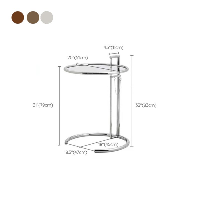 Modern Glass Top Abstract Round Living Room Accent Side Table