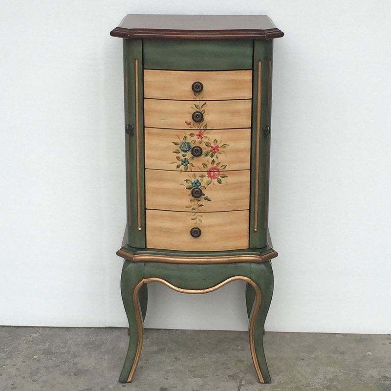 Mid-Century Modern Chest Wood Knobs Handcrafted Side Cabinet with Drawer