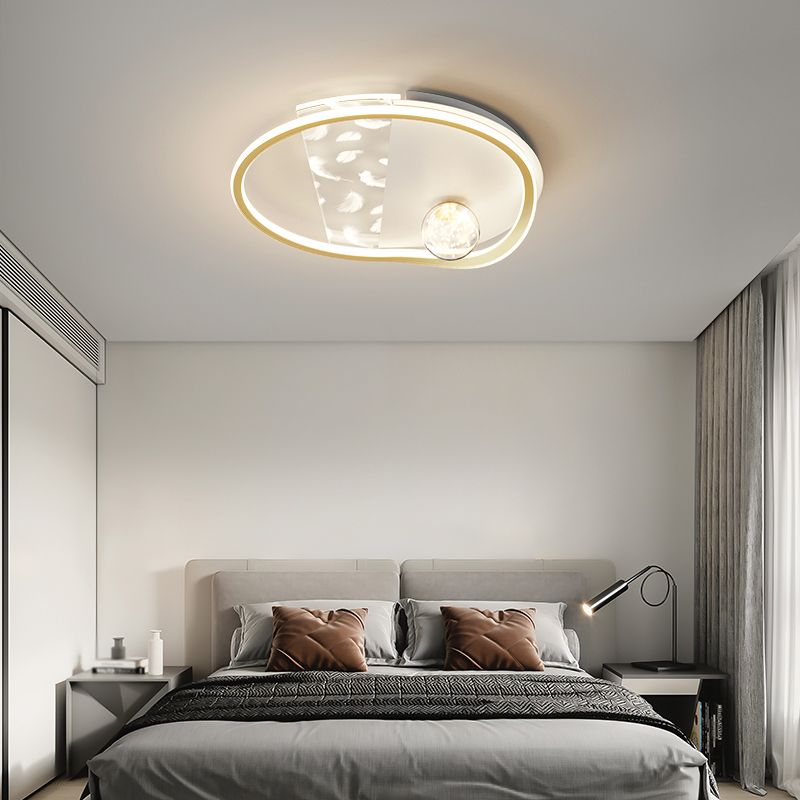 Lampada da soffitto da incasso in stile moderno a 3 luci con paralume geometrico in oro