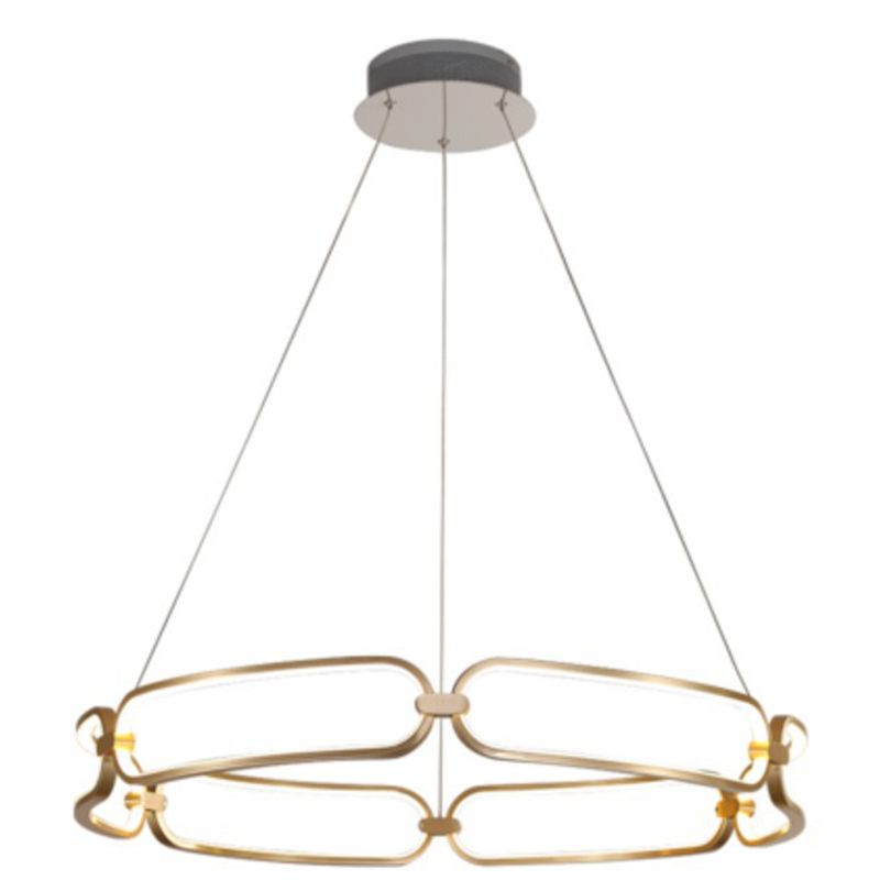 Luz de araña colgante de círculo Minimalismo de la sala de estar de metal Led colgante en oro