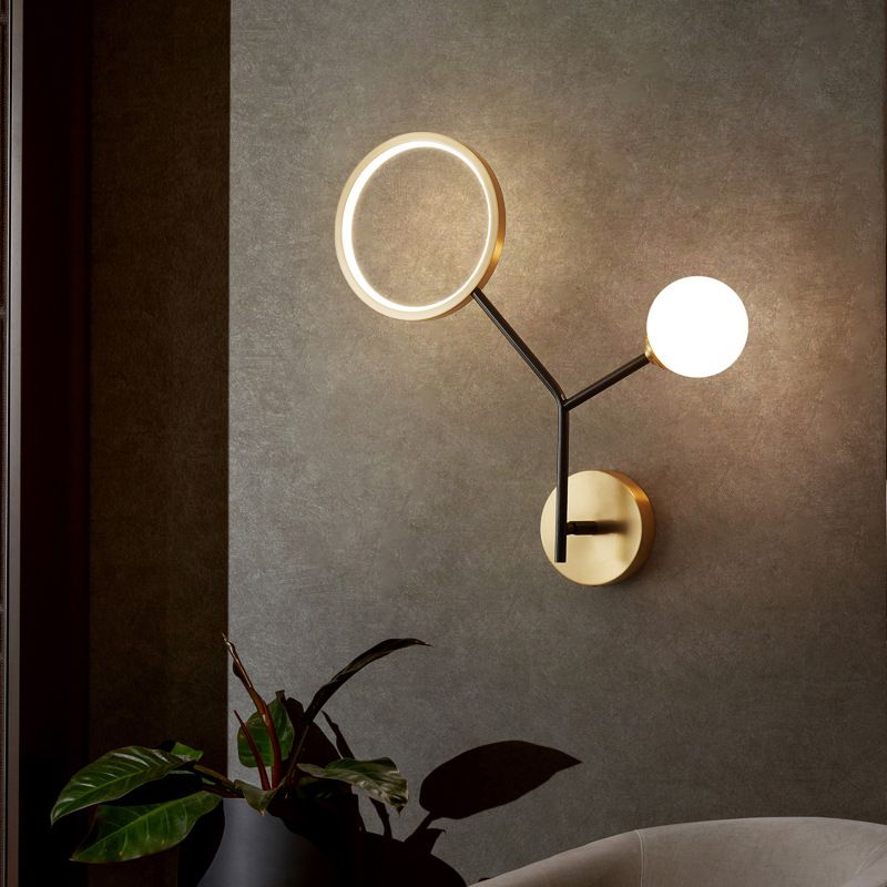 Cream Glass Modo Wall Sconce Lamp Minimalist LED Wall Lighting Fixture for Bedroom