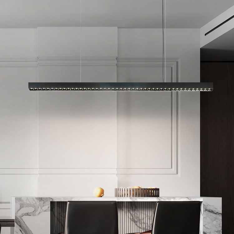 LED Island Light Fixture Modern Rectangle Hanging Lamp for Restaurant Dining Room