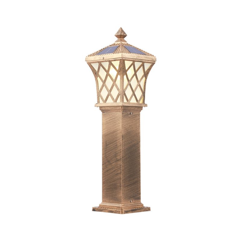 Traditional Flared Shade Solar Ground Light Metallic LED Path Lighting for Courtyard