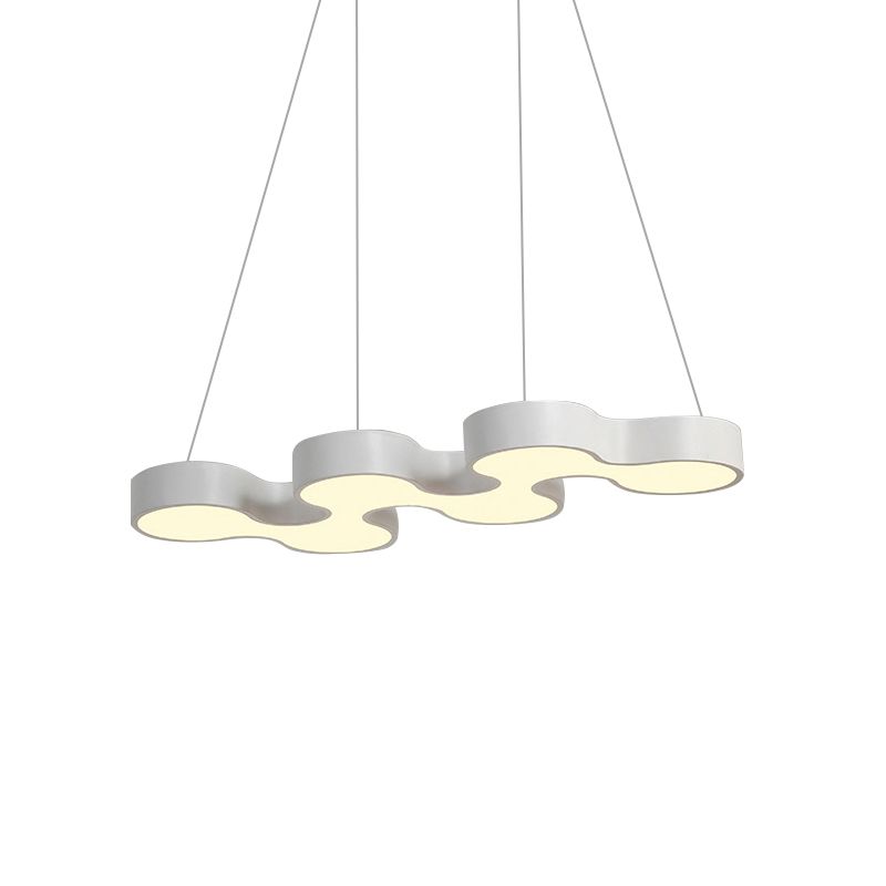 LED Esszimmer Anhänger Beleuchtung mit Kurve Metall Schatten zeitgenössischer weiß/schwarz hängende Deckenlampe in Weiß/warmem Licht