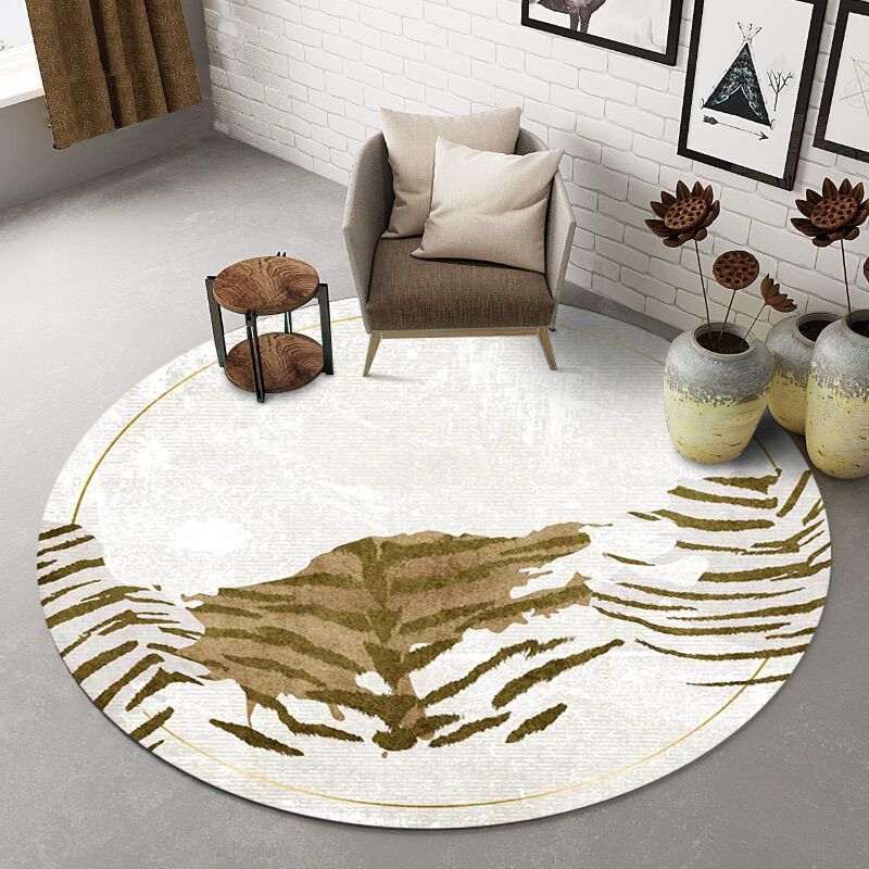 Novelty Tiger Print Rug Brown Polyester Rug Machine Washable Non-Slip Area Rug for Bedroom