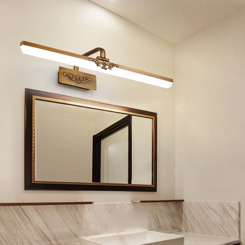 Midcent secolo Vintage dritta dritta montata a parete lampada in lega in lega di vanità per bagno