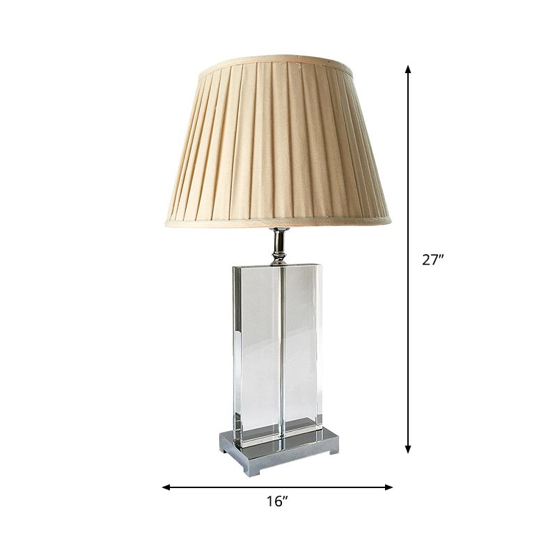 Kristallen geplooide schaduw nachtkastjelamp modernistisch 1 lichtbeige tafelverlichting voor slaapkamer
