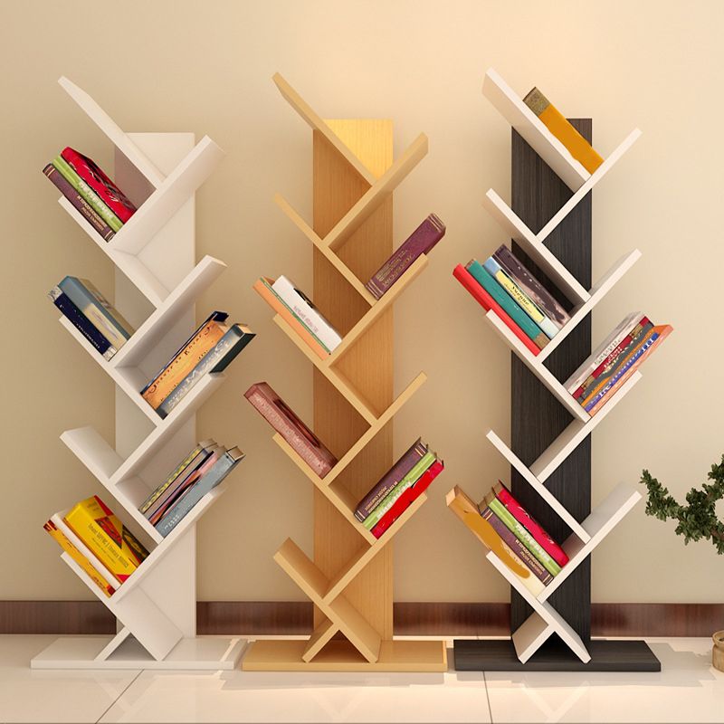 Contemporary Wood Bookcase Closed Back Bookshelf for Home Office