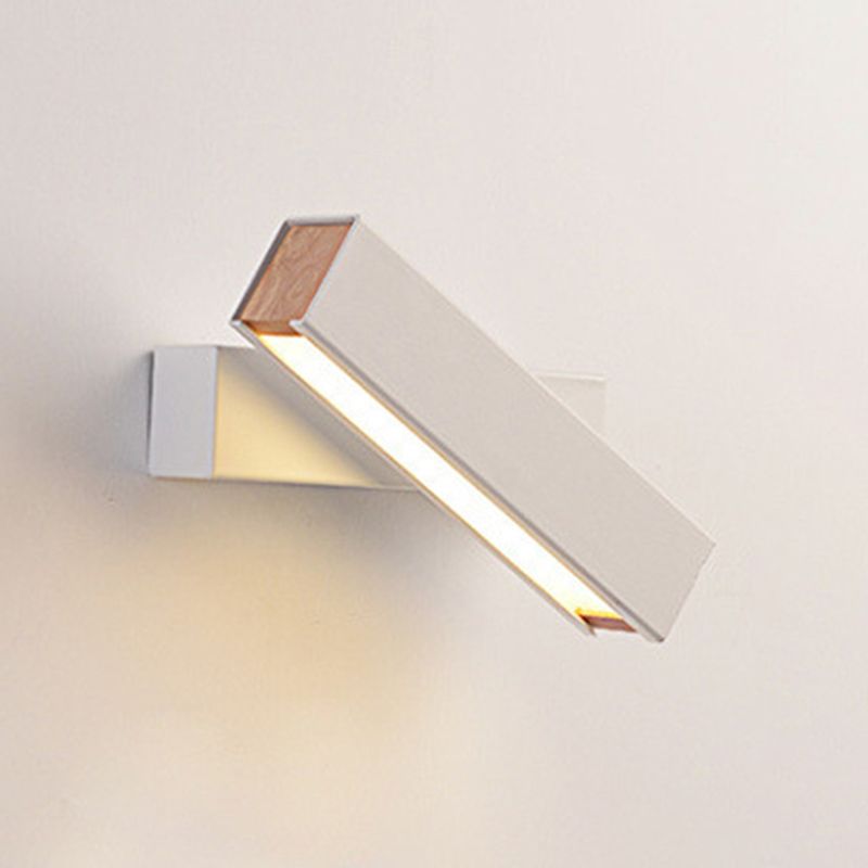 Hölzerne rechteckige LED -Wandleuchten in der modernen Einfachheit Schmiedeeisenwandlampe mit Acrylschatten