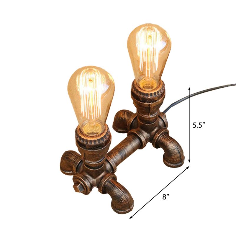 Bronze 2/3 lichten Standingslicht Industrieel Metallic Open bol Tafelverlichting met pijpontwerp voor coffeeshop