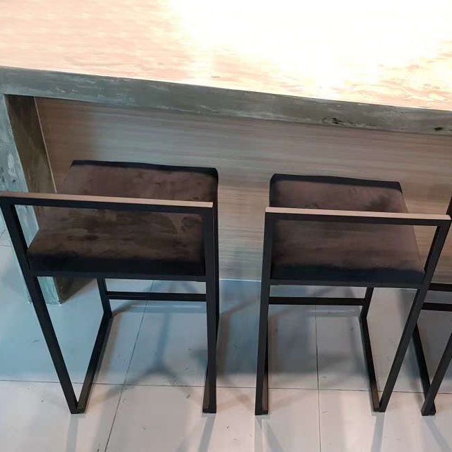 Industrial Square Upholstered Counter Stool Armless Bar Chair with Metal Footrest