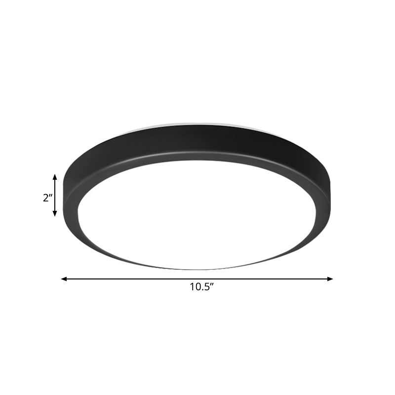 Black Circular Ceiling Mount Light with Acrylic Shade Contemporary LED Flush Mount Light for Living Room in Warm/White, 10.5"/13"/16" Diameter