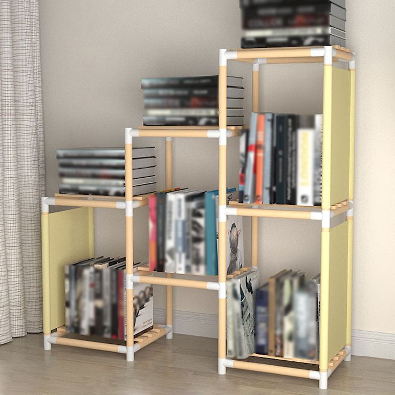 Contemporary Style Bookshelf Open Back Solid Wood in Natural Book Shelf