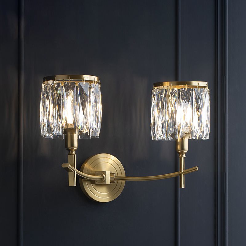 Modern Style Cylinder Wall Mounted Light Crystal Multi Lights Wall Mounted Lamp