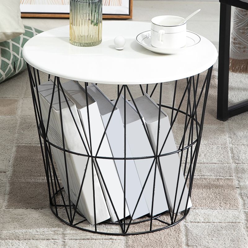 Contemporary Metal Round Top Coffee or End Table with Fram Base