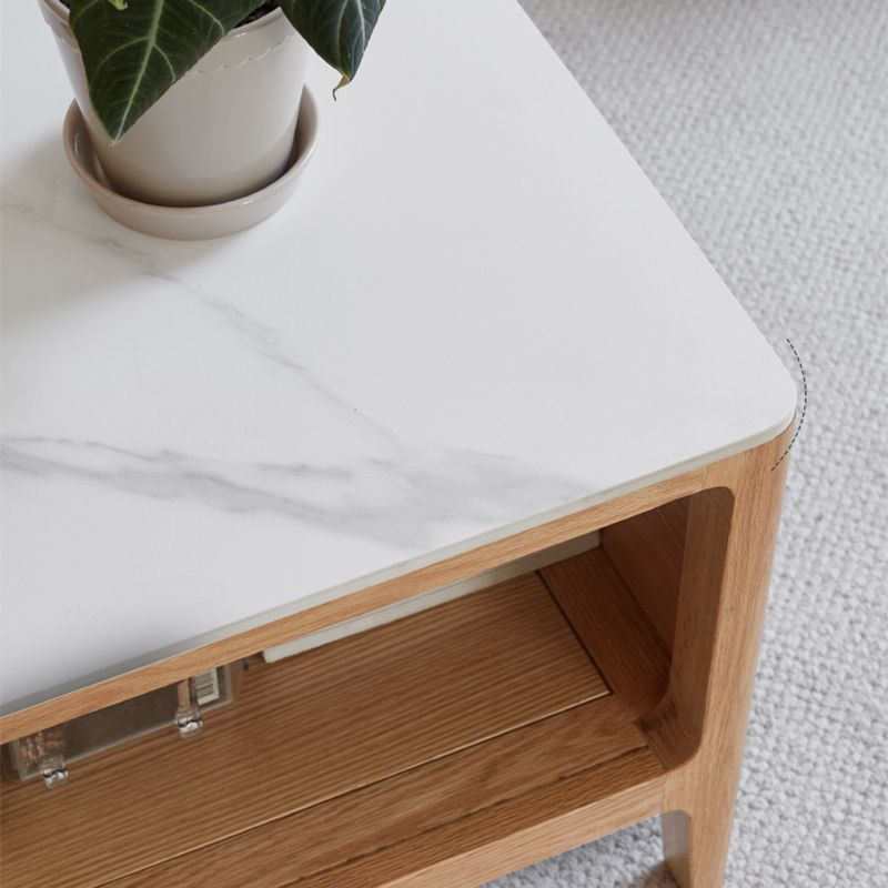 17"H Contemporary Cocktail Table Stone Rectangle Coffee Table