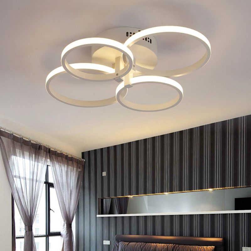 White Loop Forgiato Semiflush Light Minimalism LED Aluminum Soffitto Luce per Bedroom