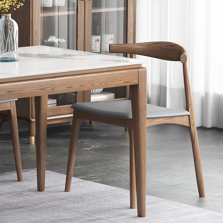 Mesa de comedor moderna rectangular de mediados de siglo Mesa de piedra sinterizada con 4 patas de madera maciza