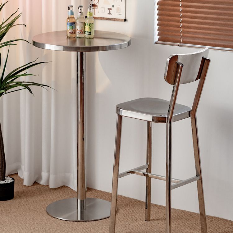 Metal Industrial Round Dining Table Steel Top Table with Pedestal Base