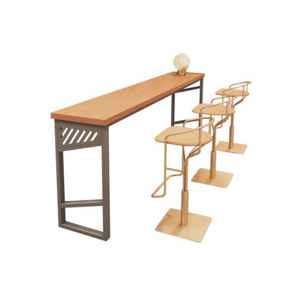 Industrial Rectangle Bistro Bar Desk Solid Wood Bistro Table with Double Pedestal