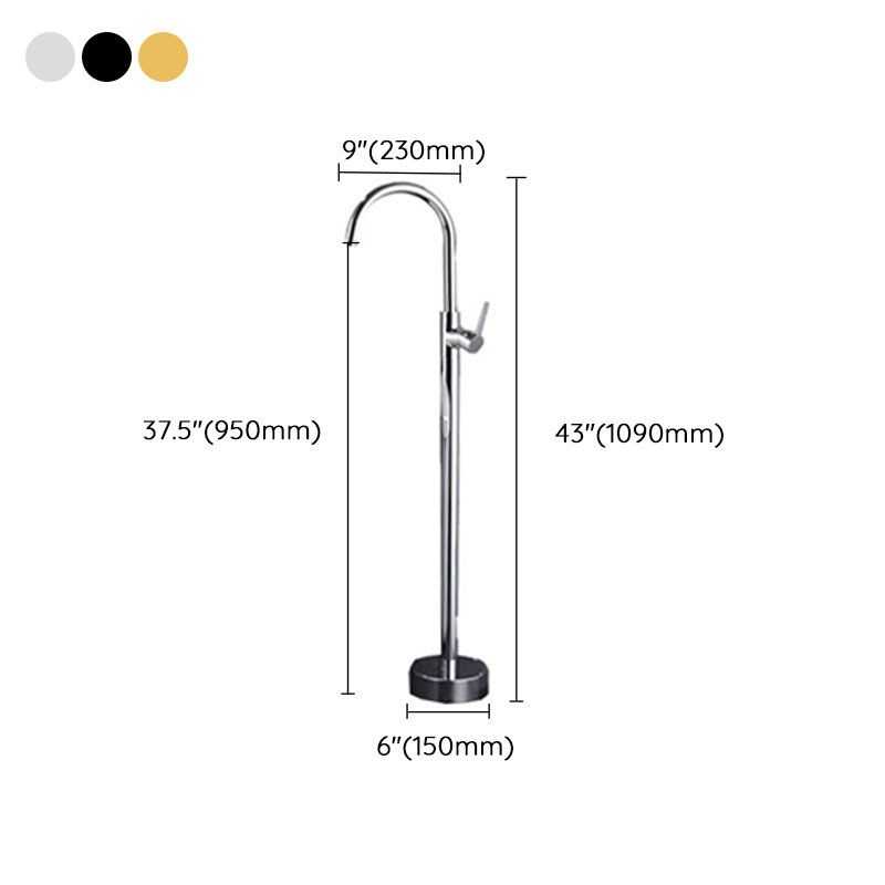 Modern Floor Mounted Metal Freestanding Tub Filler Single Handle Freestanding Faucet