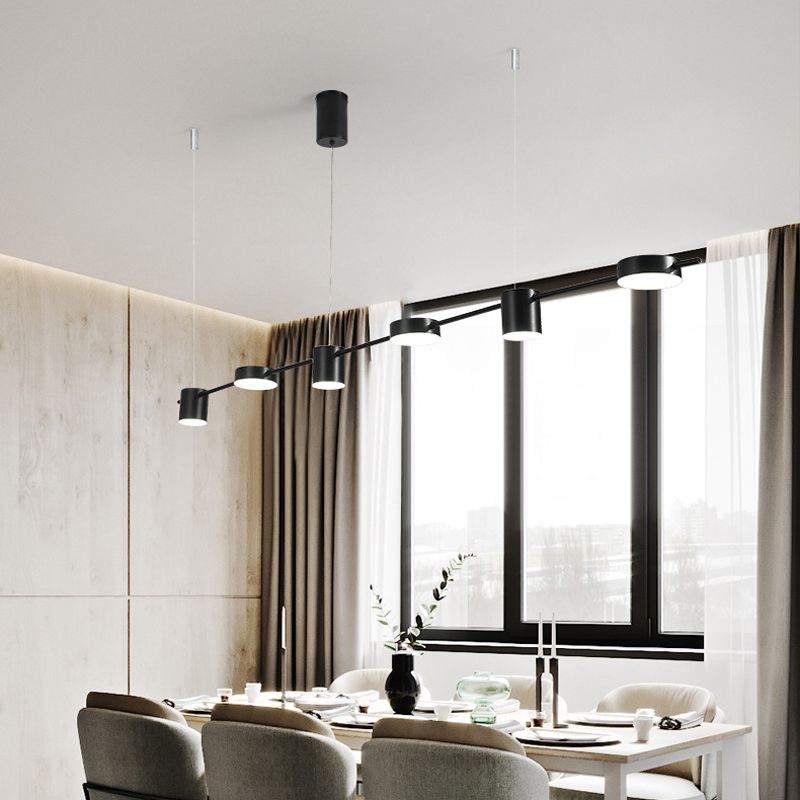 Metal Cylinder Island Light Fixtures Modern Multiple-Light Island Pendant