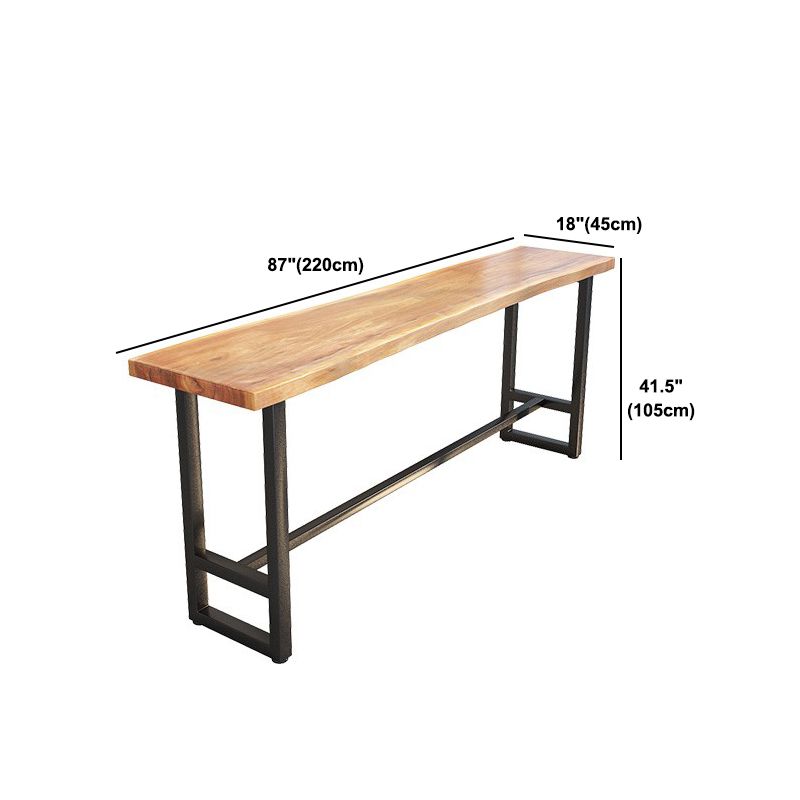 Rectangular Pine Wood Top Bar Table Industrial Pub Table with Trestle Base in Black