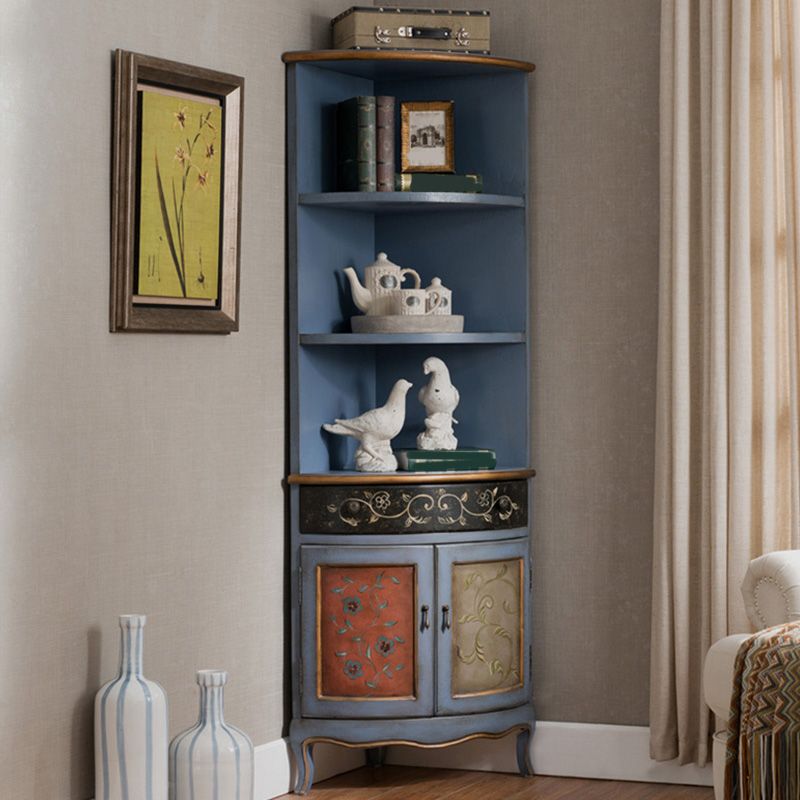 Mid-Century Modern Rectangle Accent Cabinet in Solid Wood with Door